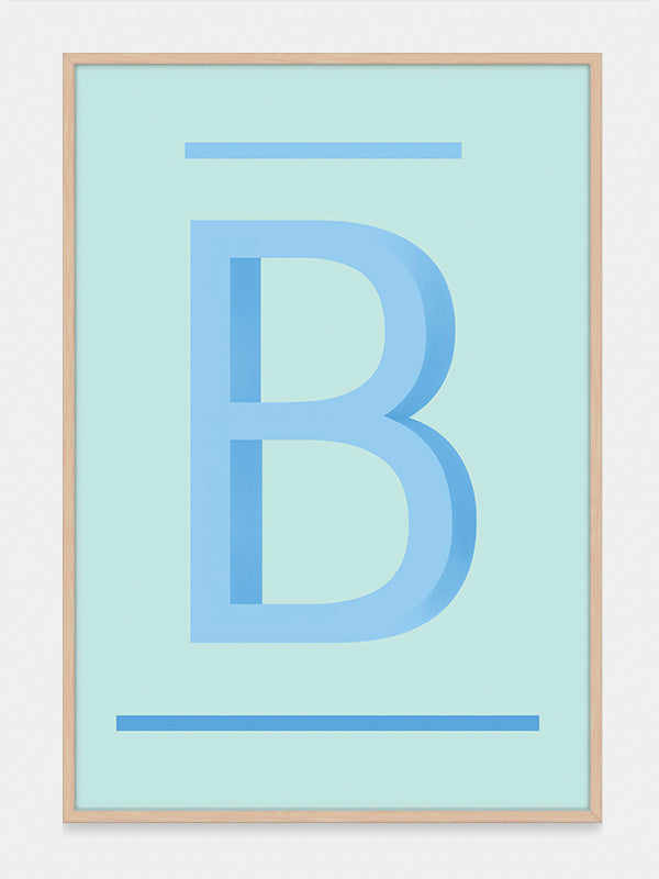 Blue Letter B Wall Decor – Easy to Frame Alphabet Art Prints
