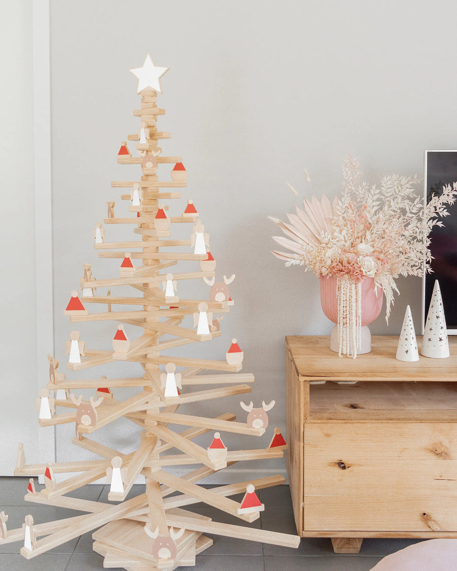 Christmas Tree - Wooden Santa Ornaments