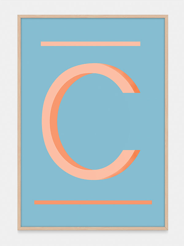 Orange Letter C Wall Decor – Easy to Frame Alphabet Art Prints