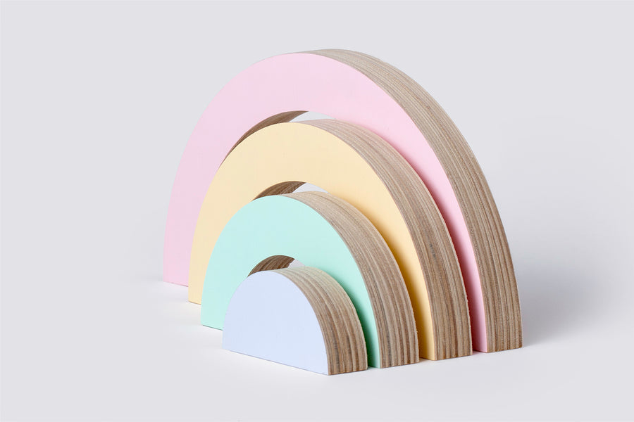 Pastel Rainbow Stacker – Wooden Rainbow Toy Set