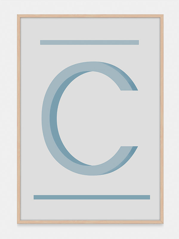 Teal Letter C Wall Decor – Easy to Frame Alphabet Art Prints